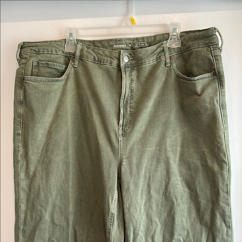 Old Navy Extra High Rise Wide Leg Olive Green Jeans Size 20